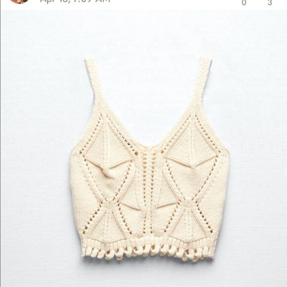 ZARA OPENWORK KNIT TOP - Picture 9 of 10